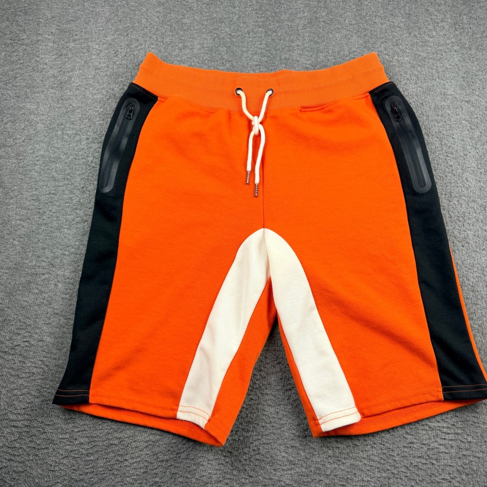 Genuine Authentic Men's‎ Orange Black White Colorblock Tech Fleece Shorts Medium